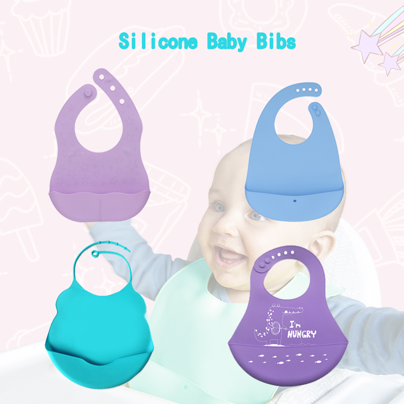 Bavaglini in silicone per bambini, bavaglini per bambini in silicone per ragazzi e ragazze, bavaglini impermeabili regolabili, bavaglini alimentari in silicone