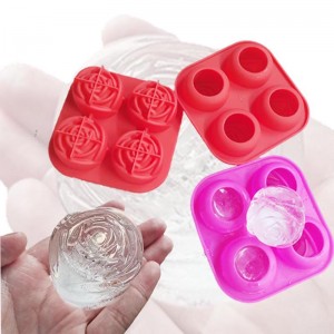 Mosso di ghiaccio rosa in silicone 3d vassoio cubo di ghiaccio grande, produce 4 graziosi ghiaccio a forma di fiori, in gomma silicone divertimento grande produttore di palline di ghiaccio per succo di succo di succo di succo di whisky bourbon congelatore, lavastoviglie, cassaforte, tre colori