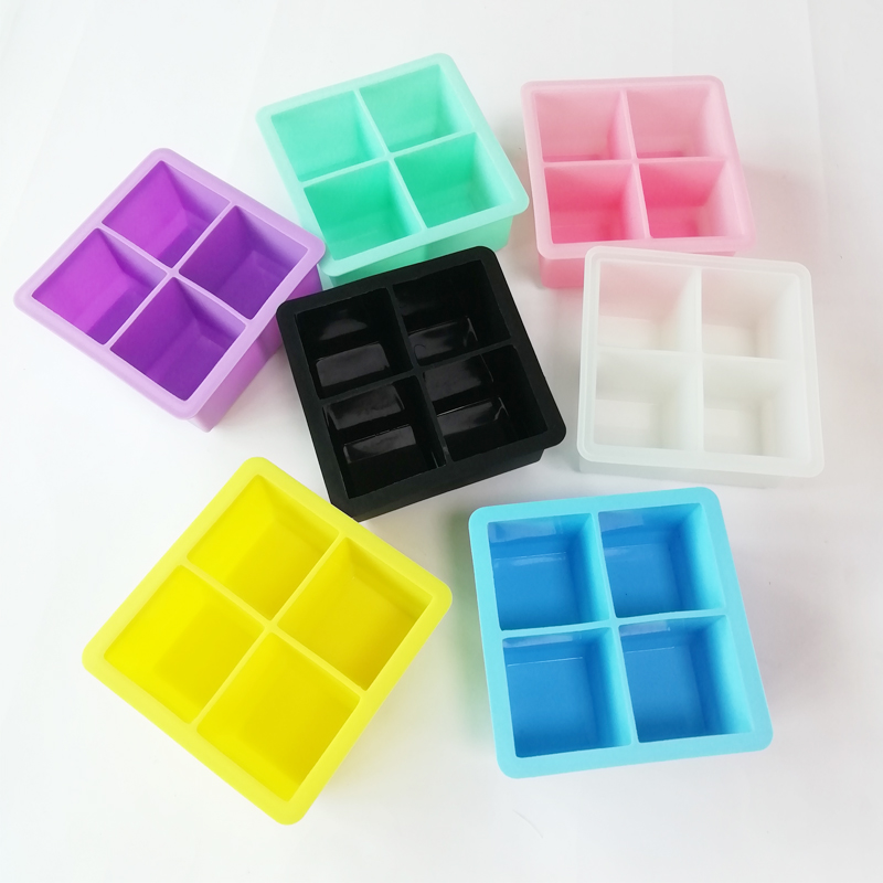 Silicone Ice Cube Combo Round Hockey sfera sfera stampo vassoio cubo (4pcs rotondo cubetto di ghiaccionero)